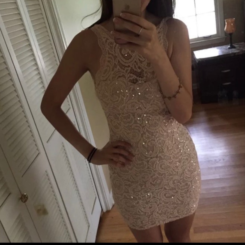 My Michelle lace pink sequin size 0 dress